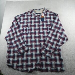 Tommy Bahama Shirt Mens 5XB Flannel Button Up Booige Plaid Ruby Wine New